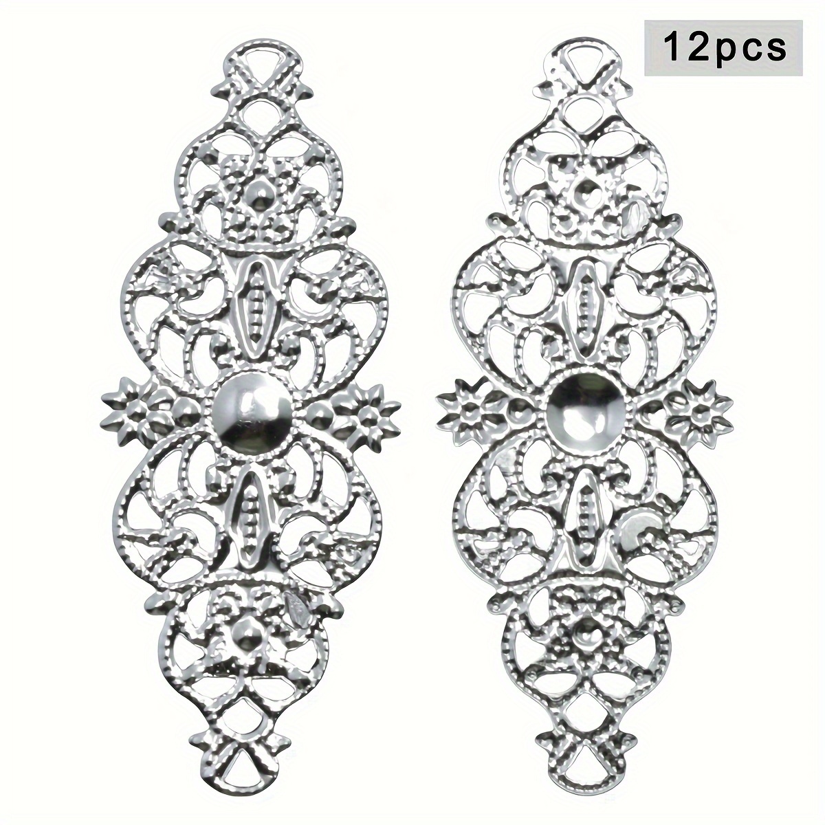 Image of 12pcs 25x62mm Hollow Floral Vintage Diy Photo Album Corner Flower Ornaments Decoration Accessories