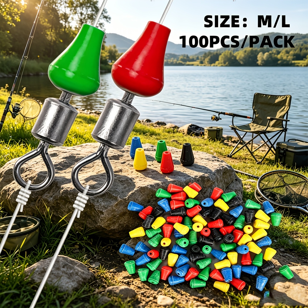 Image of 100pcs Cone-shaped Anti-collision Beans, M/l Size , Cross-shaped Ring Protection Sleeve, Non-damaging To Line And Anti-entanglement, Universal For Stand Rod And Lure, Fishing Tool Small Additions