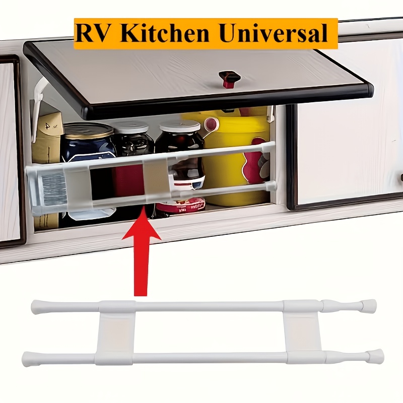 TEMU 1pc 40-70cm Adjustable Telescopic Pole & Fixed Rack Rv Storage Cabinet Fence - Fit Anti-tip Design With Internal Partitions, Durable Non-food