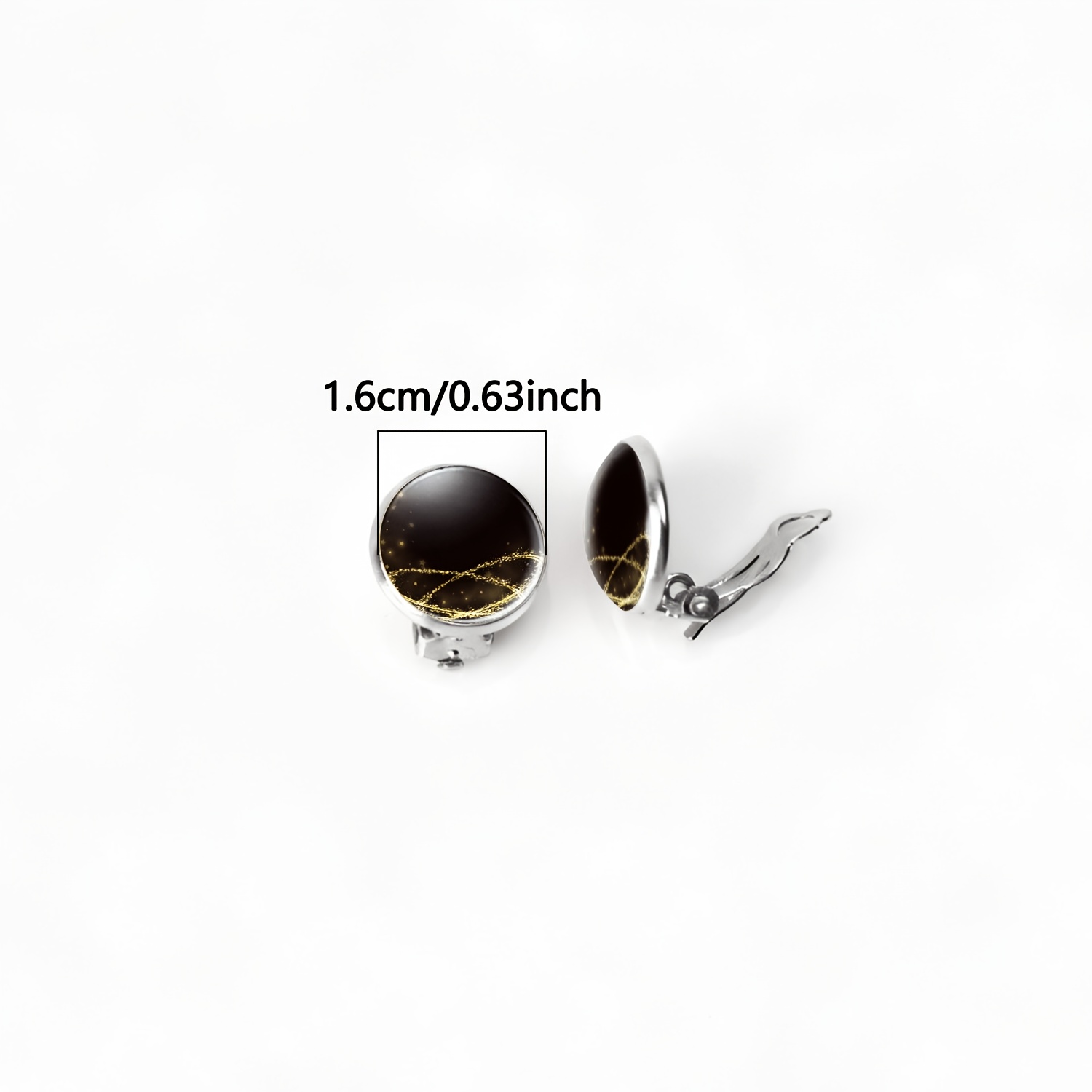 2pcs Set of Women's Piercing-Free Round Glass Earrings