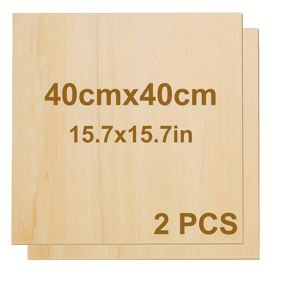 

2pcs/4pcs/8pcs Feuilles de Placage Non Finites pour l'Artisanat, 15.7x15.7 Pouces, 3mm d'Épaisseur, Panneaux Carrés en Bois Lisses pour Laser, la Construction de Modèles, le Teintage