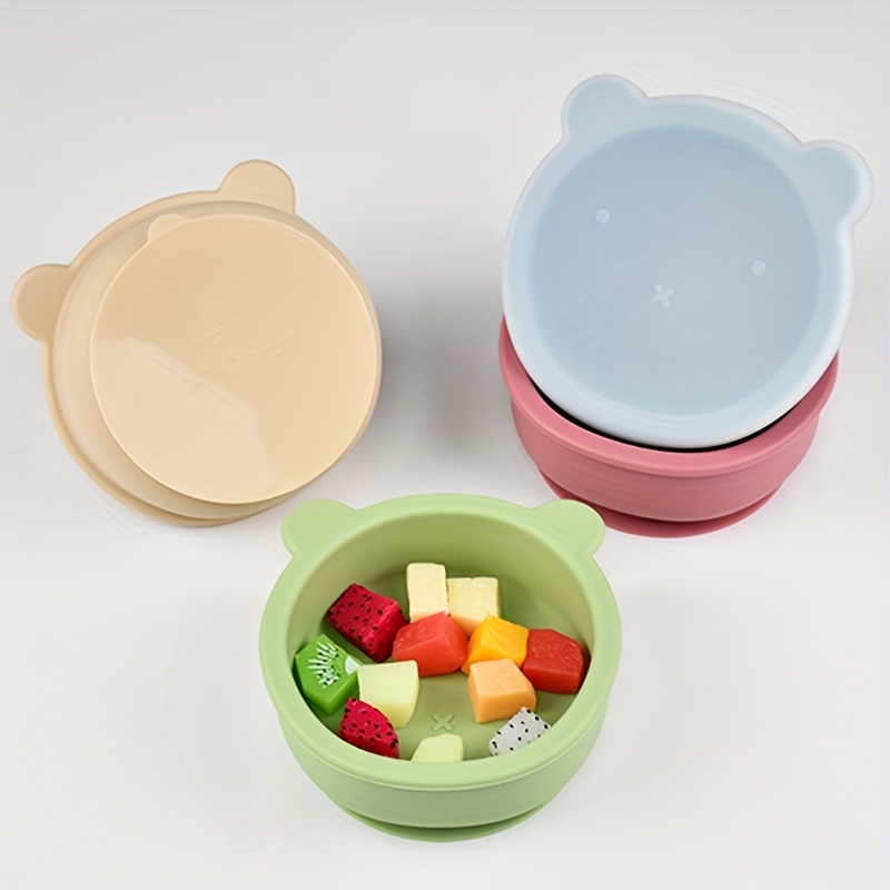 

Food-grade Silicone Feeding Bowl With Lid & Suction Cup - Microwave & Dishwasher Safe, Learning To Eat - Ideal Christmas, , Easter Gift