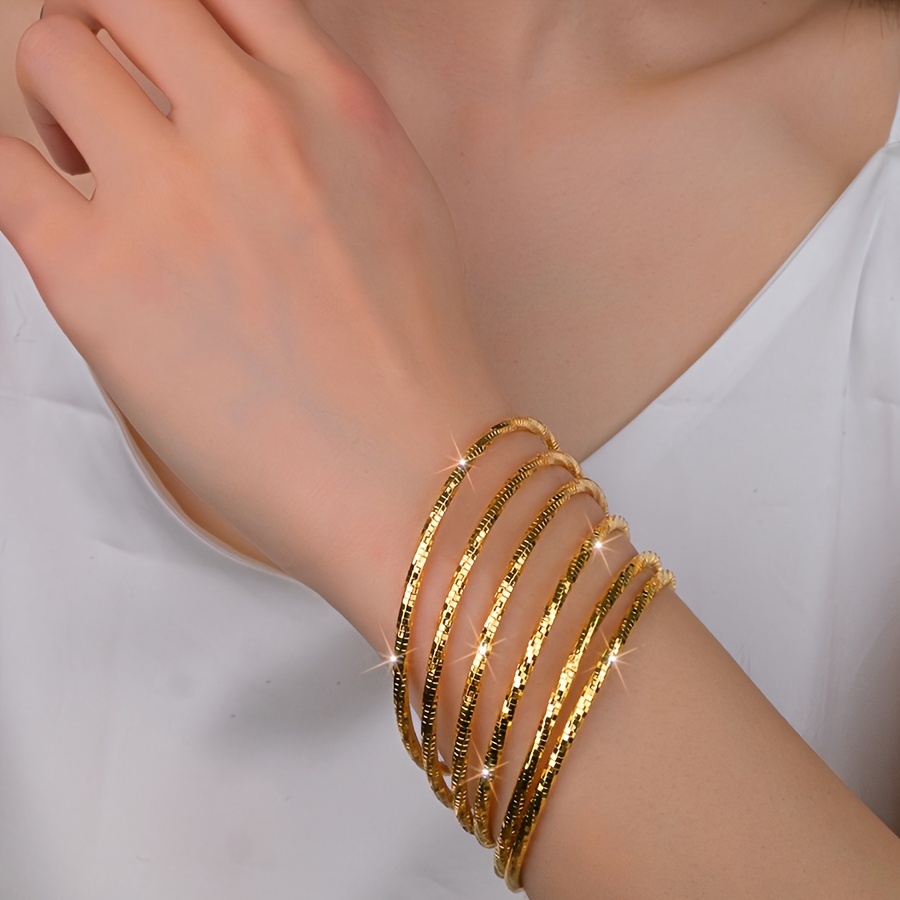 TEMU 6pcs Luxury Dubai Bracelet, , Fade Resistant Copper Women's Bracelet, Christmas, Birthday, Adult, And Graduation Gifts, Suitable For All .