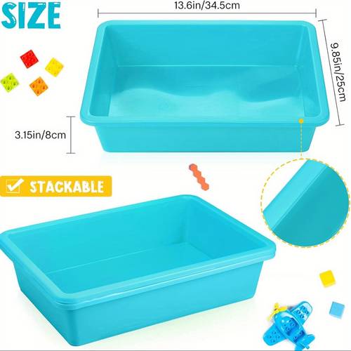 10pcs vibrant teal yellow plastic storage trays stackable organizer bins for classroom office and school and art activities document organization design durable plastic trays for organizing