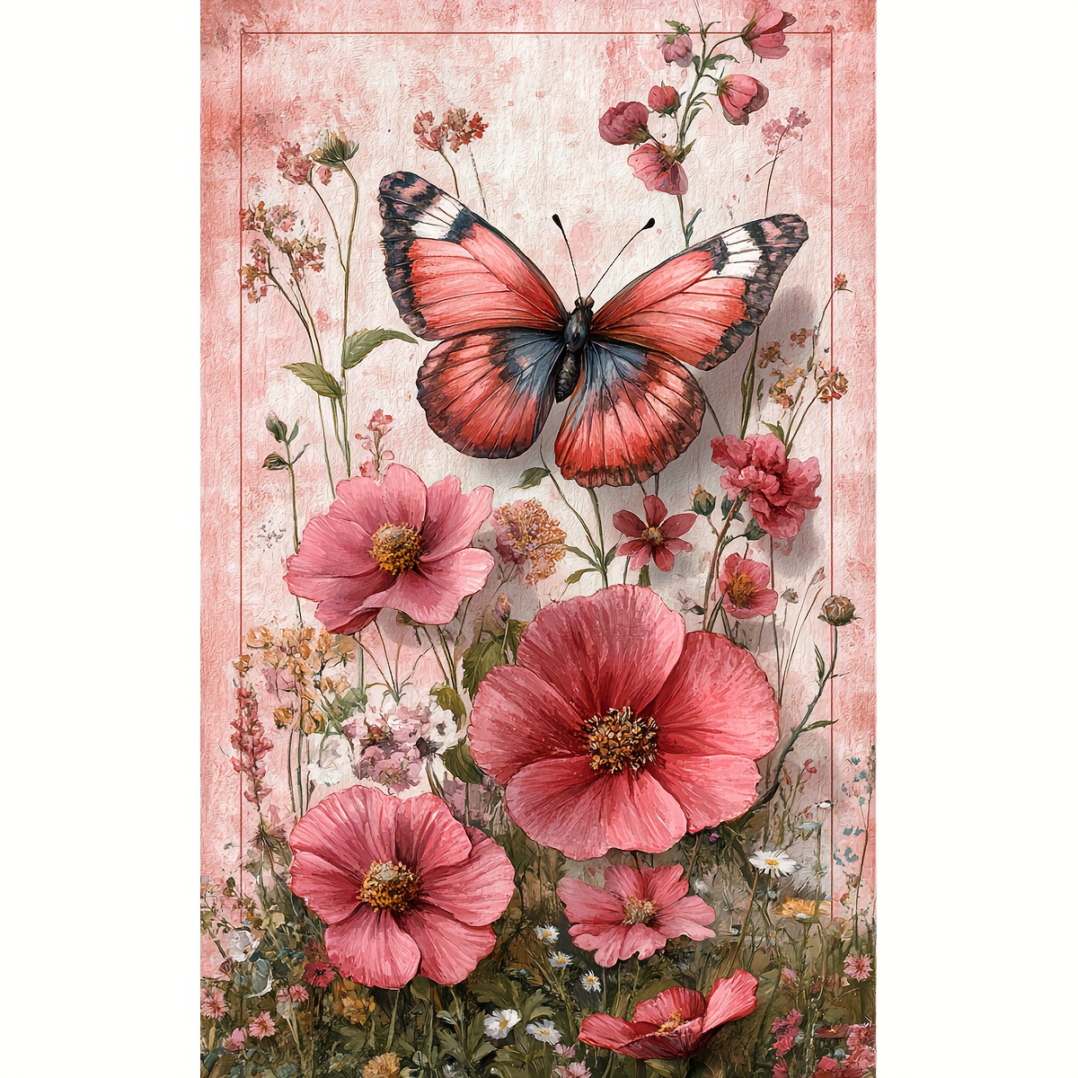 

Diy Stitch Kit - Floral & , 11ct/14ct Embroidery Set For Living Room And Bedroom Decor, Includes Pattern, Fabric, Thread, Needle, Instructions - 15.7x27.6 Inches