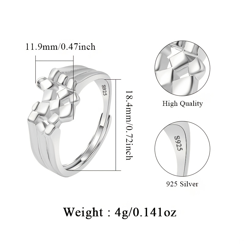 Geometric Wideband Ring 925 Sterling Silver Modern Ring