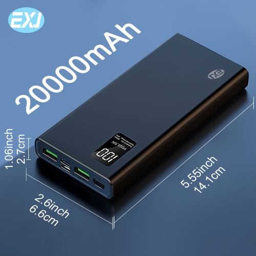 exj 22 5w fast charging power bank 10000 20000mah led dual usb type lithium polymer battery portable charger compatible with iphone use