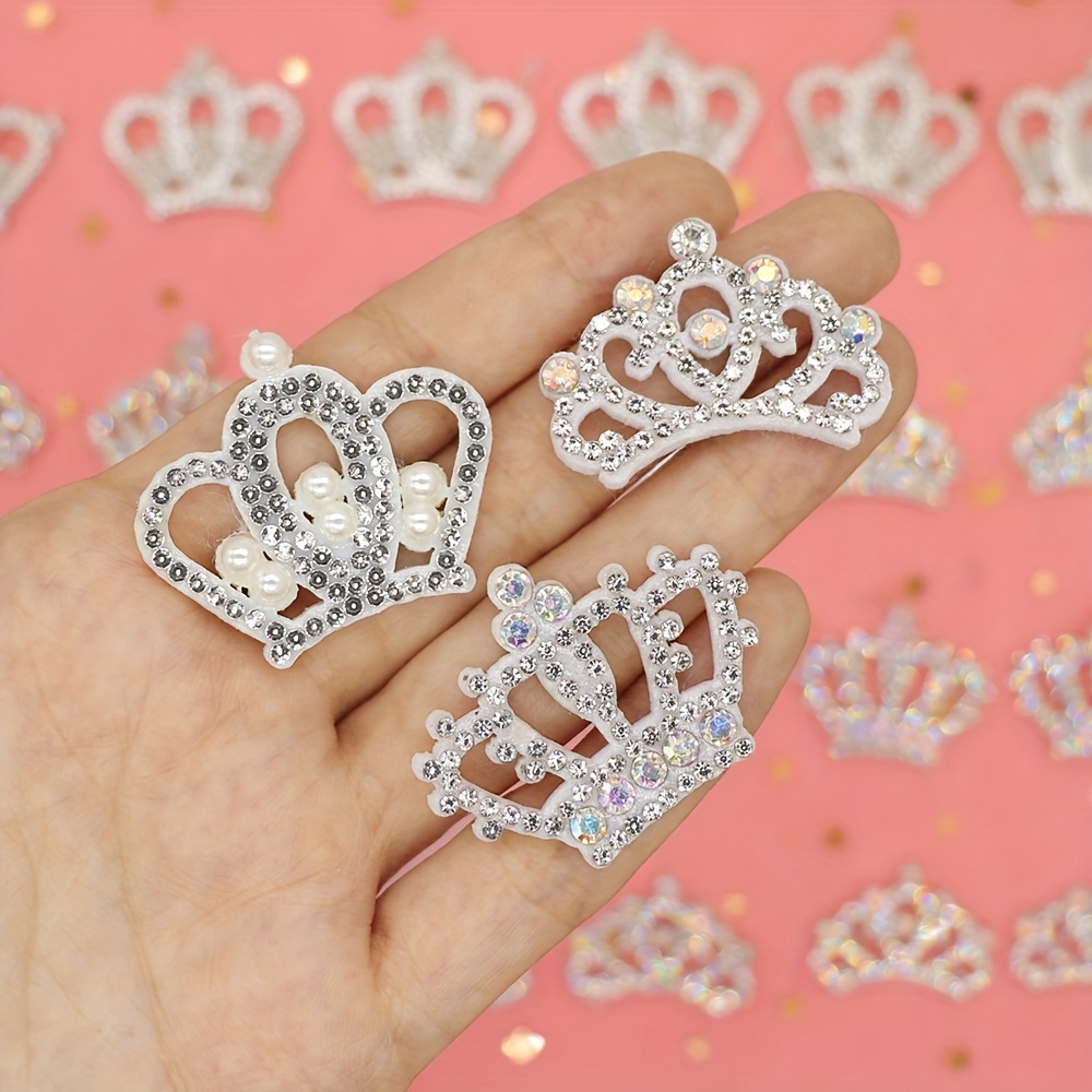 

15pcs Rhinestone Decorative Crown Patches Suitable For Clothing Shoes Hat Decoration Diy Accessories