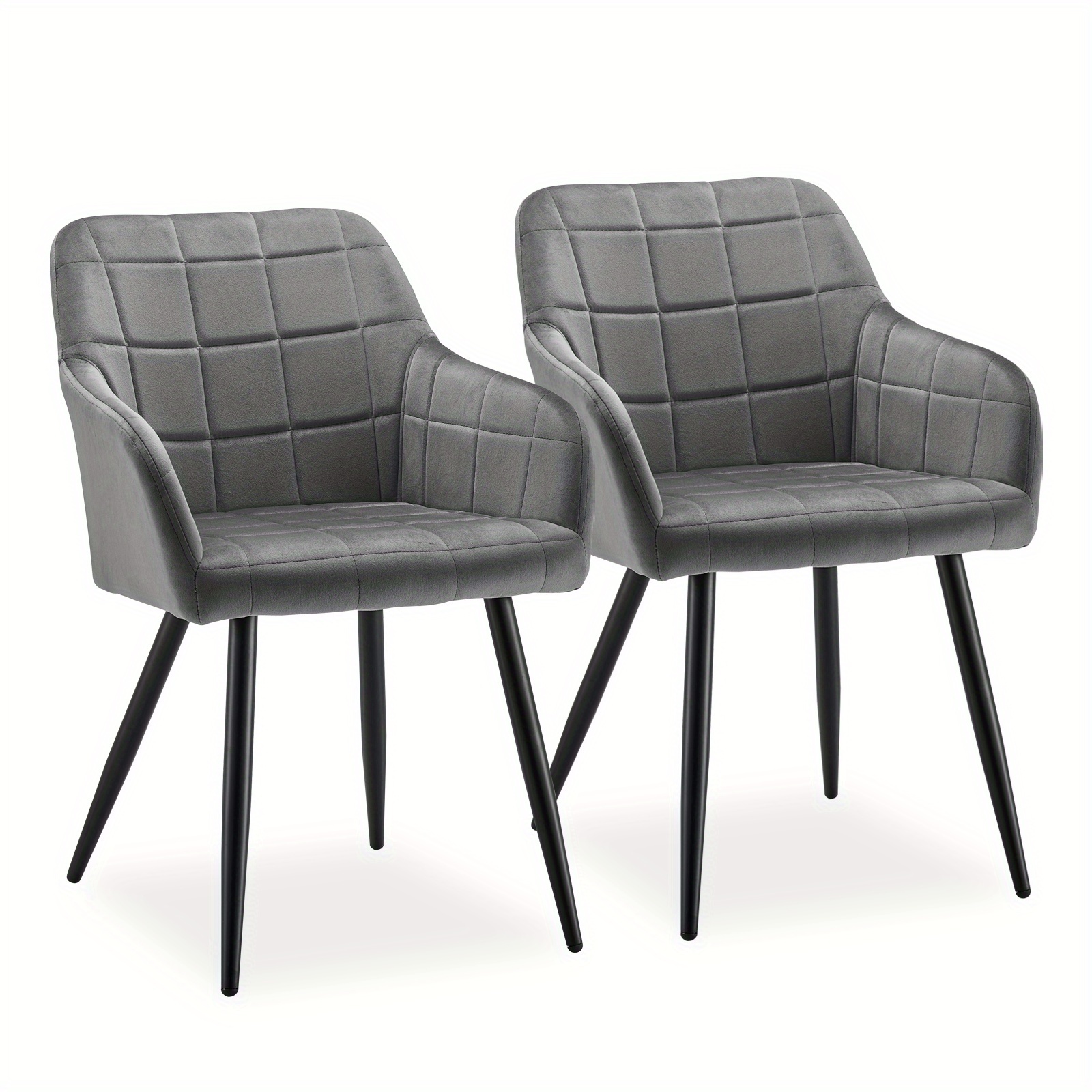 Velvet Dining Chairs Set Of 2, Upholstered Leisure Kitchen Counter Chairs With Backrest And Metal Legs, Living Room Tub Chairs For Lounge Restaurants Reception