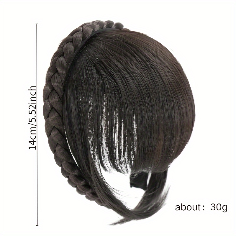 womens natural forehead braid hairpiece thin and invisible   anti aging short bob bangs synthetic       2
