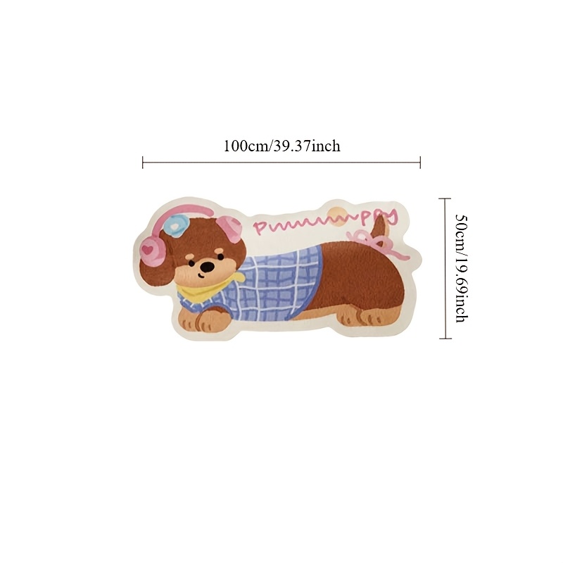 TEMU 850 Gsm Velvet Material, 1pc Red Dachshund Plush Cartoon Floor Mat, Floor Mat Thickened Washable Suitable For Bedside / Living Room / Bedroom /