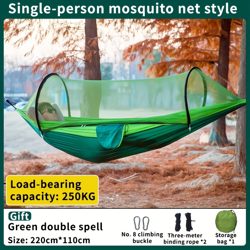 TEMU Net Hammock Portable Outdoor Hammock Camping And Hiking Portable Hammock With Net, Hiking Equipment, Travel Accessory, Lightweight Design,