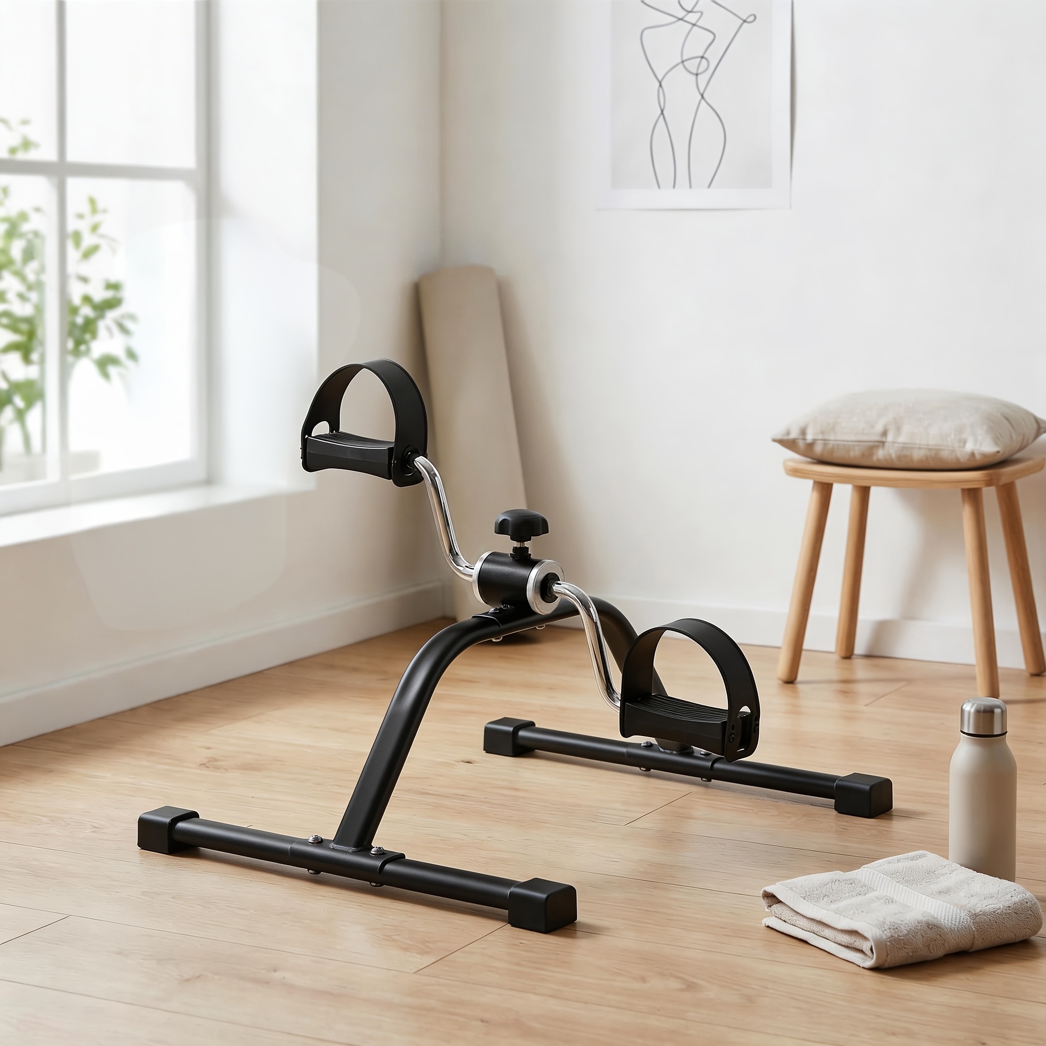 TEMU Pédalier de travail réglable sous bureau, mini vélo d'exercice robuste avec cadre en métal, machine à pédalier manuelle pour bras et jambes non