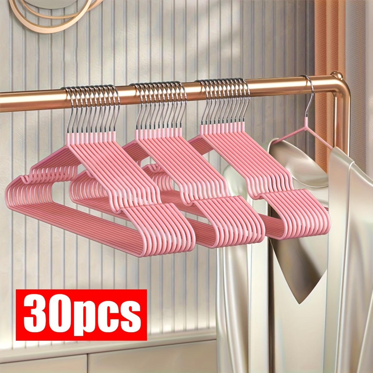 30pcs Of Plastic-coated Standard Clothes Hangers, Durable, Waterproof And Anti-slip Adult Wardrobe Structure Christmas, Christmas Gifts
