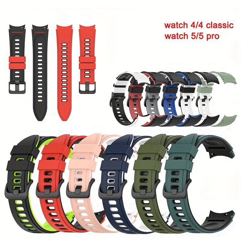 Correa para Samsung Galaxy Watch 5 / Watch 5 Pro / Watch 4 en Silicona,  Costuras bicolores – verde / rojo - Spain
