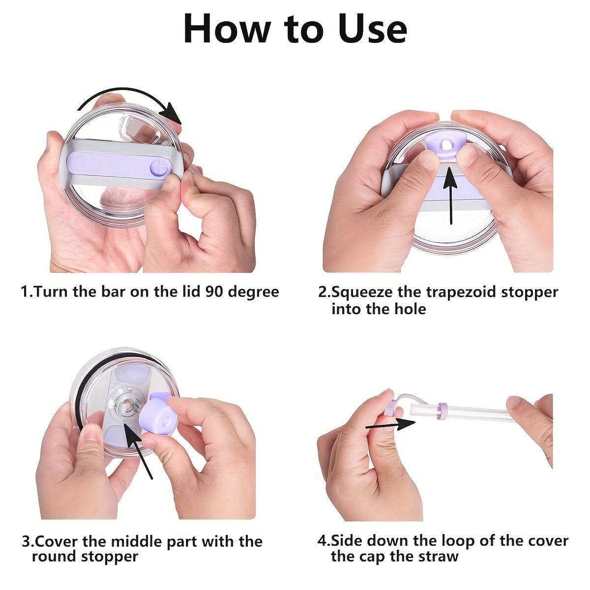 juego de accesorios para vasos termo incluyendo 3 tapones antiderrames de silicona, cubiertas para   de 9-10mm, y 1 bota de silicona para vasos de 40oz y 30oz Detalles del producto 2