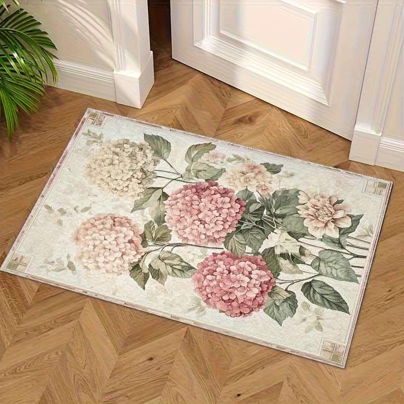 vintage floral doormat in beige pink green yellow a durable - Temu