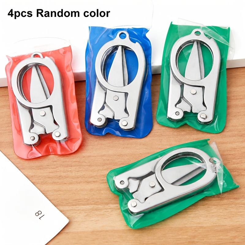 TEMU 4pcs Mini Foldable Scissors, Essential For Home And Travel, Random Packaging Bag Color