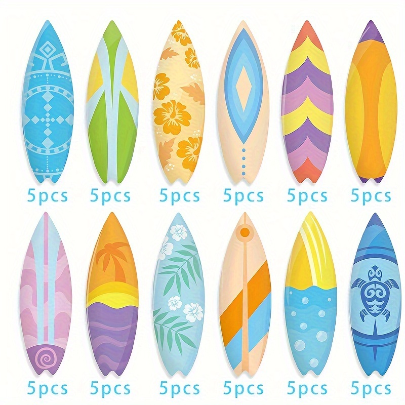 60pcs Hawaiian Surfboard Stickers, Holiday Party Decorations, Summer ...