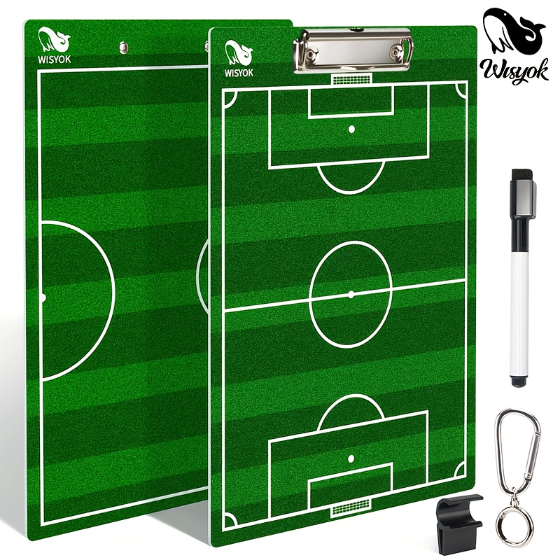 

Wisyok 4pcs, Dry Erase Clipboard, Soccer Board, Tactical , Double-sided Soccer Clipboard For Gift (1pc 1pc Dry Erase Marker+1pc Pen 1pc Metal Chain Ring.)