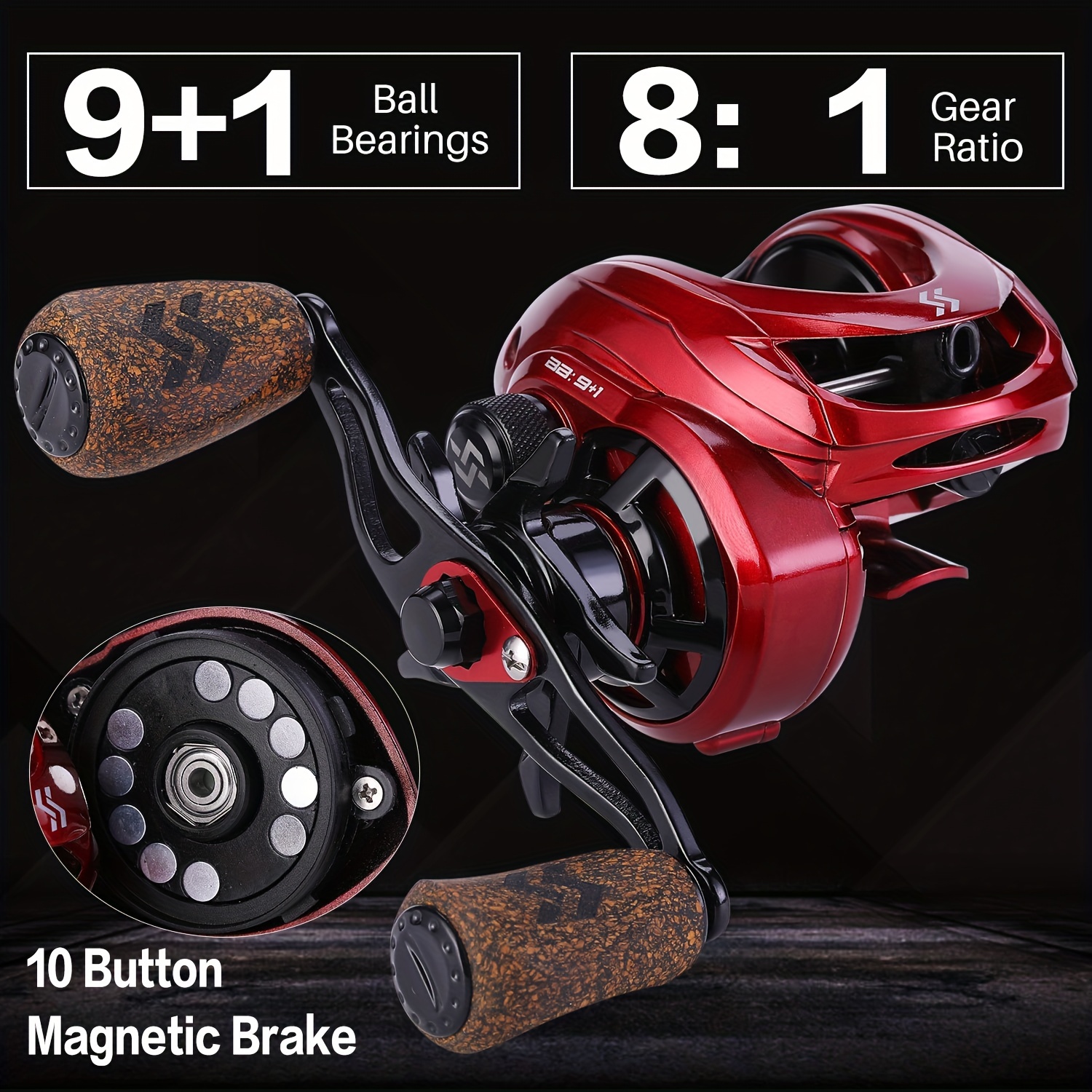 

Sougayilang Baitcasting Reels, 8:1 Gear Ratio Fishing Reel With Magnetic Braking System Casting Reel, 9 + 1 Ball Bearings Super Smooth Anti-corrosion Left/right Optional Baitcaster Reel
