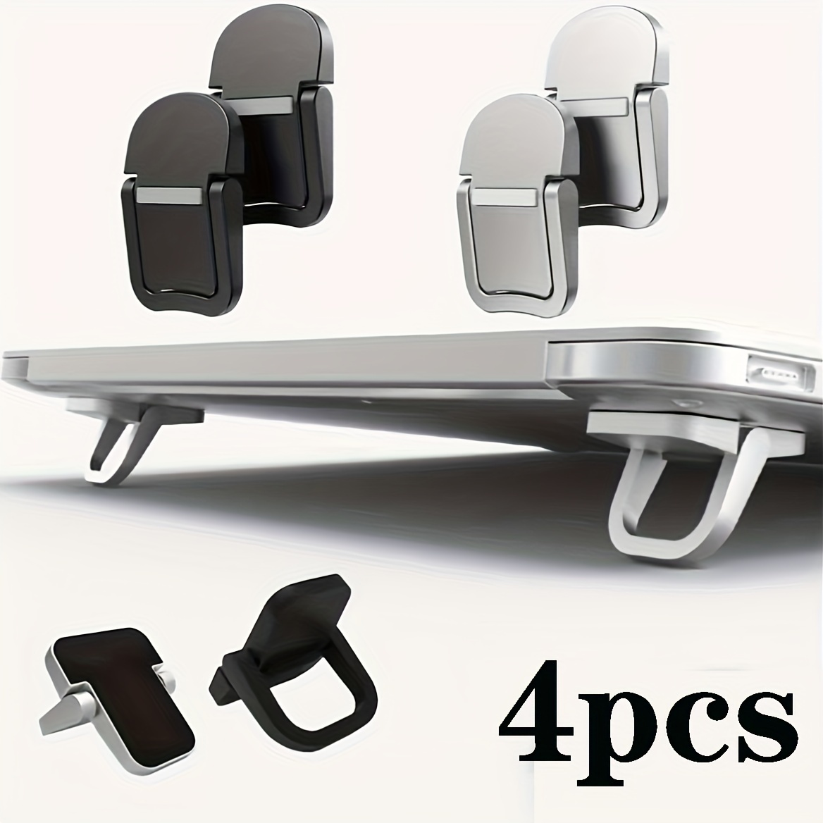 

4-pack Portable : Invisible, Foldable, Ergonomic Desktop Support For 10-18" Laptops, Tablets, Keyboards, And Phones - Abs Material With Tilt Head Mounting