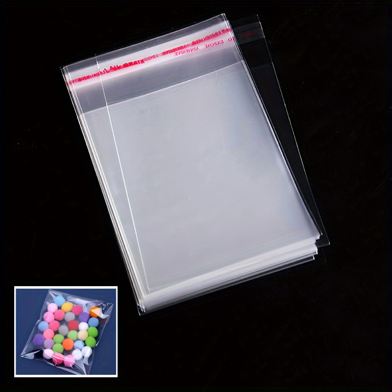 

200pcs Multiple Size Clear Self-adhesive Plastic Bag Self Sealing Small Plastic Bags For Candy Packing, Clear Resealable Cellophane Bags For Jewelry Packing