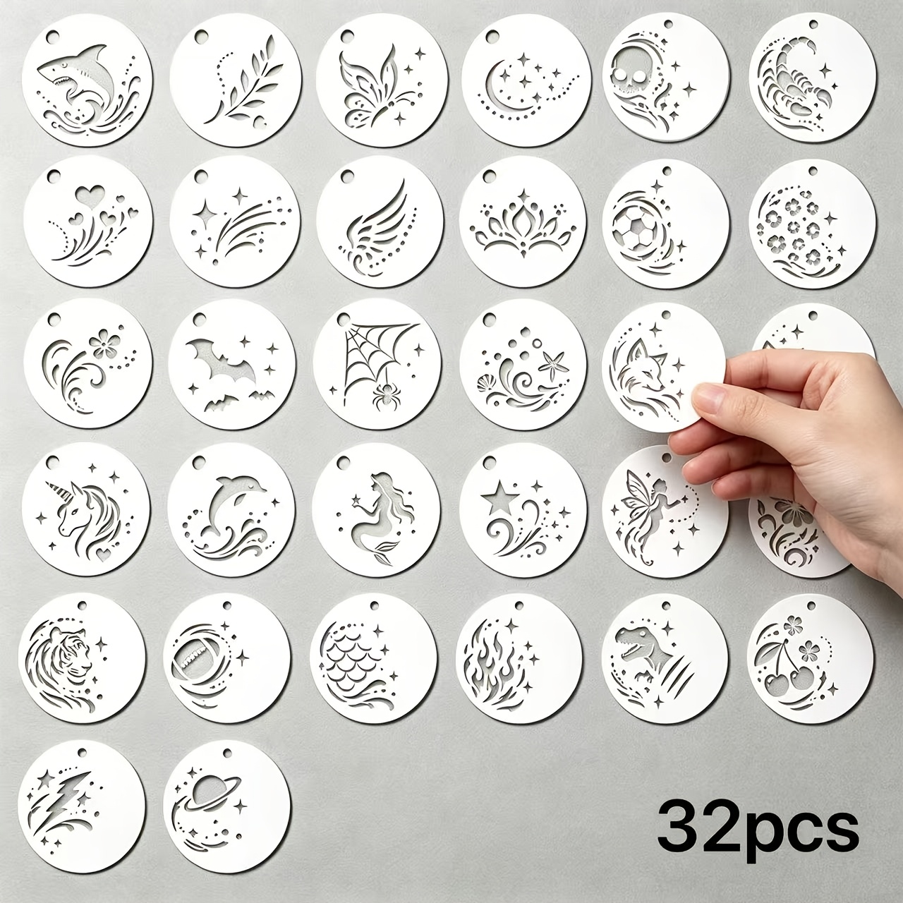 TEMU 32 Pezzi Stencil per Disegno Vuoto, Graffiti Riutilizzabili per Template Artistici, Set di Stencil Decorativi per Album di e Diari , Strumento