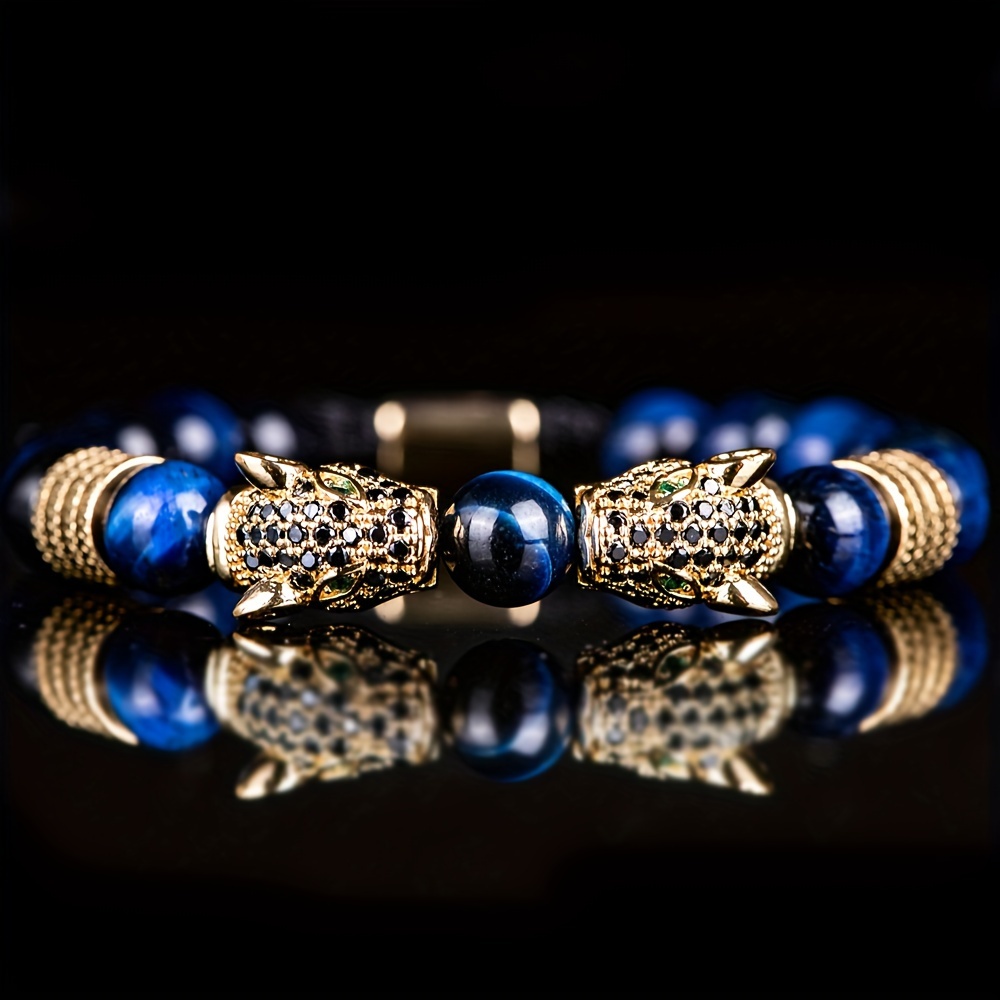 Double Leopard Head Handmade -eye Bracelets Accessories Handmade Men's Jewelry Pulseras Homme