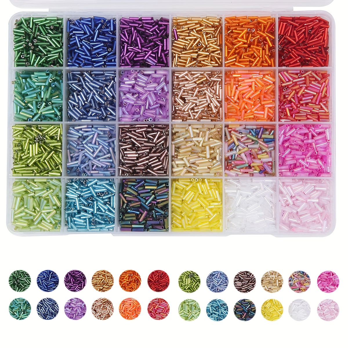 

9600pcs Seed Kit - 7mm In 24 , Includes String For Making - For Bracelets & Necklaces