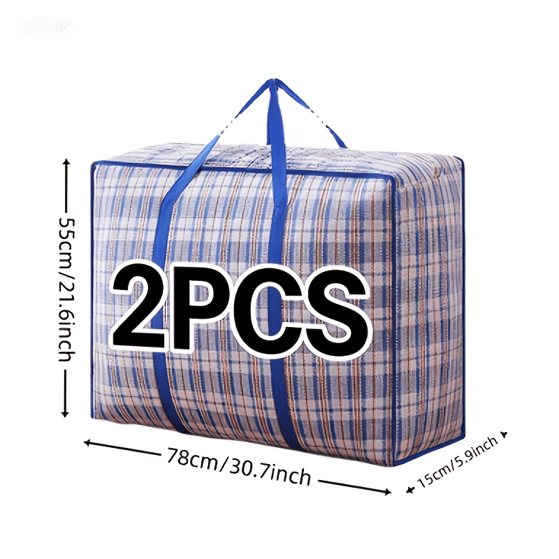 TEMU 2-pack Thickened Zipper Moving Bags - Extra Large Capacity Storage Bags, Suitable For Moving, Travel, Garage, Office - Stackable Design,