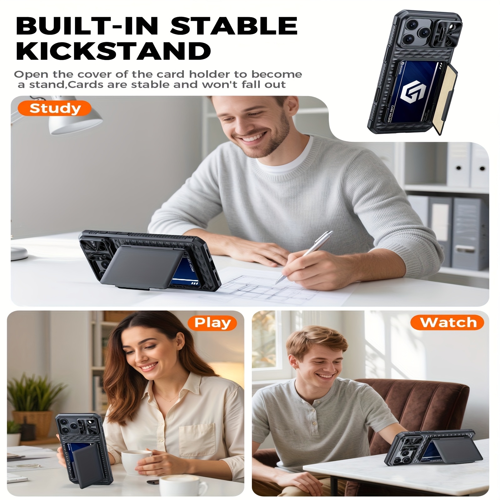 case wallet suitable for iphone 17 pro max, featuring   phone lanyard and an integrated card holder that can hold 4 to 5 cards. it   a sliding lens cover and   control capture button, making it a great gift for halloween, thanksgiving, christmas, or any holiday. Product details 4