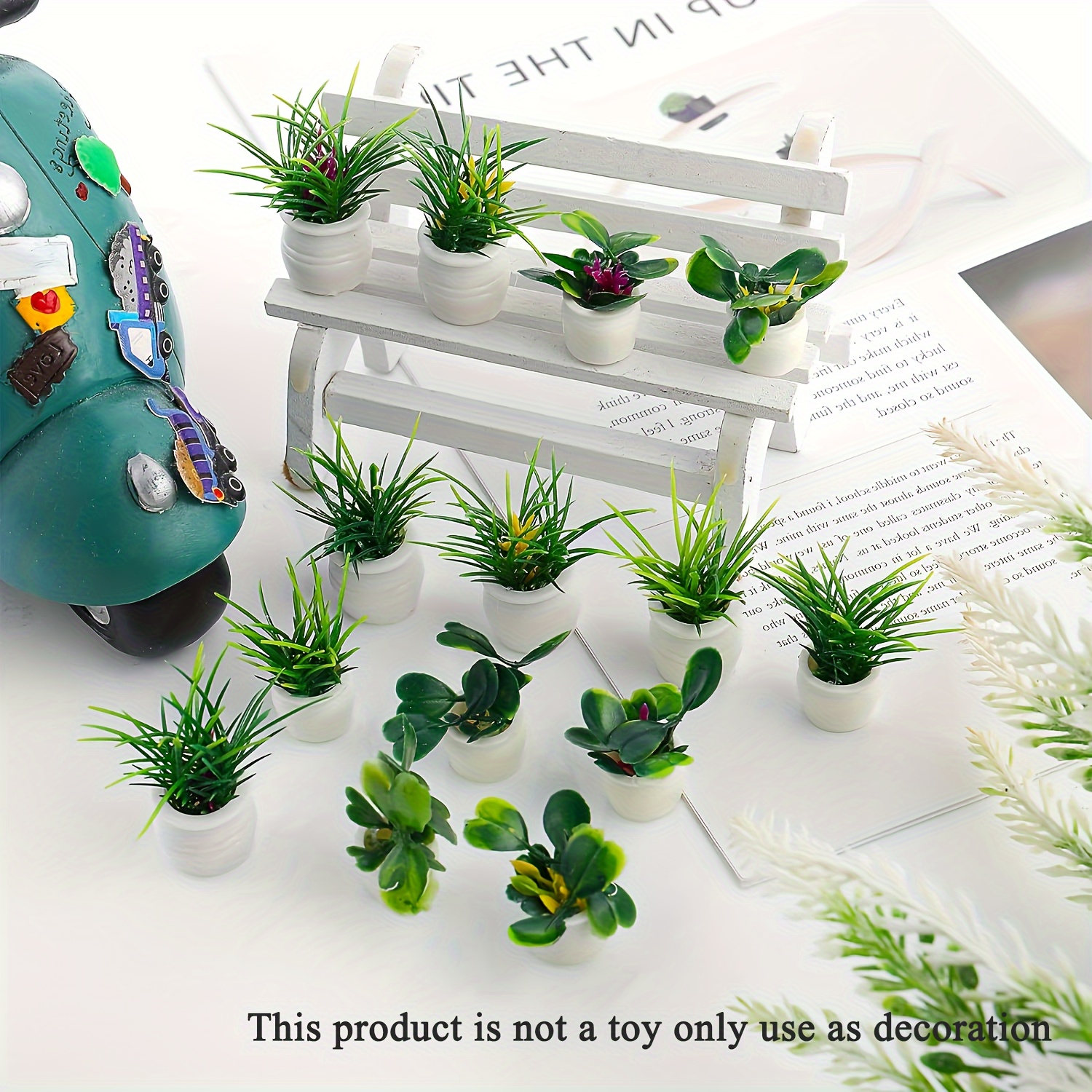  Beavorty 7pcs casa de muñecas planta en maceta miniatura planta  en maceta verde plantas en maceta artificial en maceta realista maceta  pequeña modelo de bonsái plástico muebles para niños escritorio 