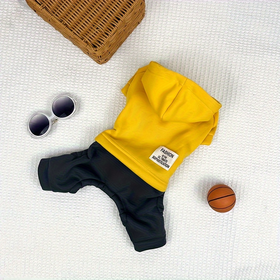 

Cozy Color- Small Dog Hoodie - Casual 4-legged Sweatshirt With Basketball Pocket, Machine Washable Polyester, Winter