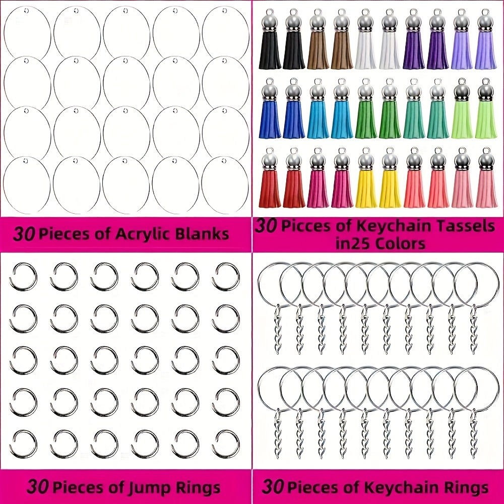 E-shop 120/160 Stück Transparente Acryl-Schlüsselanhänger zum Selbermachen, Anime-, Cartoon-, Runde Form