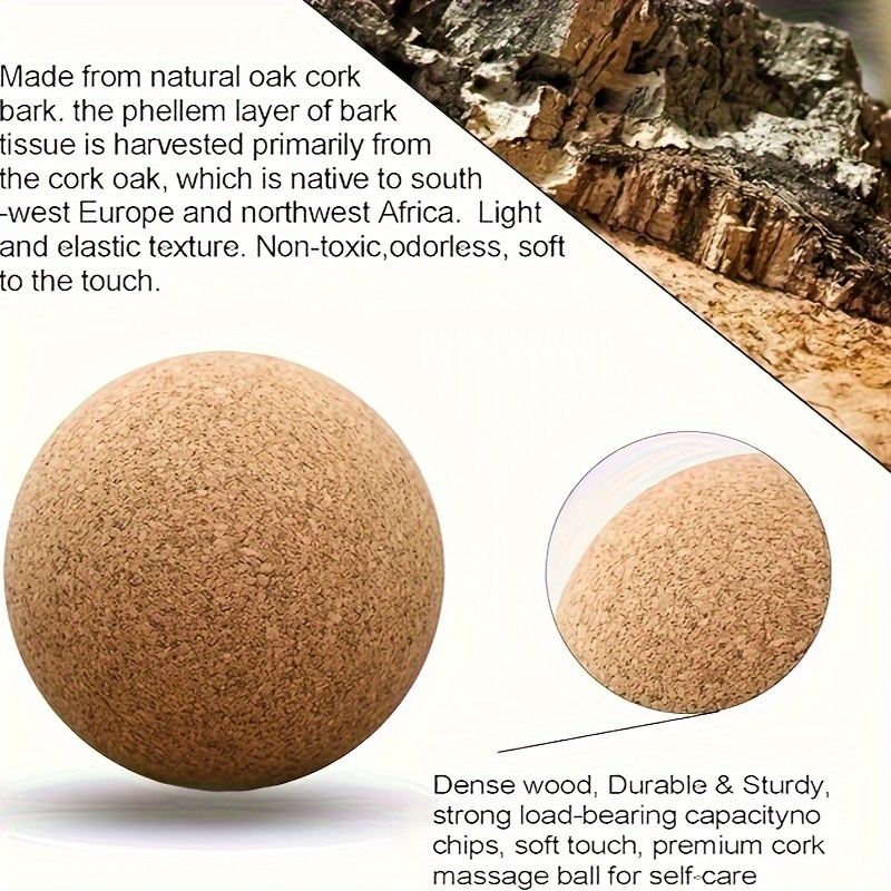 1pc Cork Massage Ball, Yoga Fascia Roller for Muscle Relaxation and  Stretching Exercise Yoga Accessory, Handheld Massager, Portable Roller,  Cork