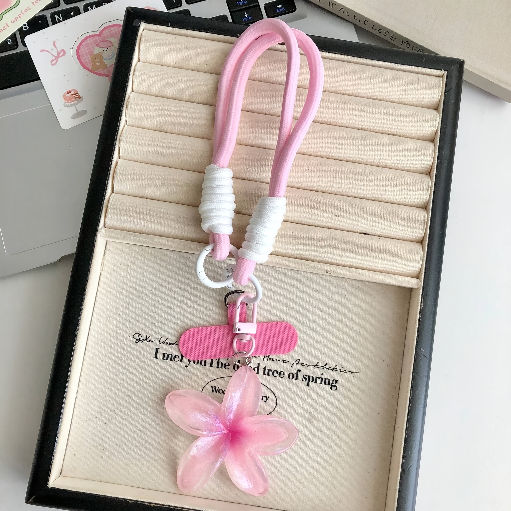 E-shop großes durchsichtiges Handy-Umhängeband mit Eis-Gänseblümchen-Blume, niedliches Handy-Armband mit Bindeschnur, Handy-Anhänger-Band,