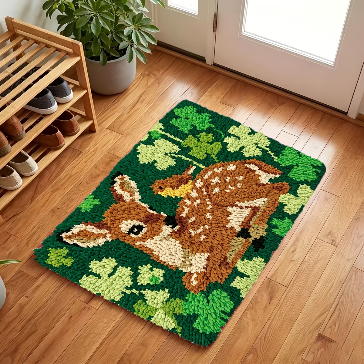39X57Cm Lock Hook Kit, Deer and Birds Pattern, DIY Tapestry Set