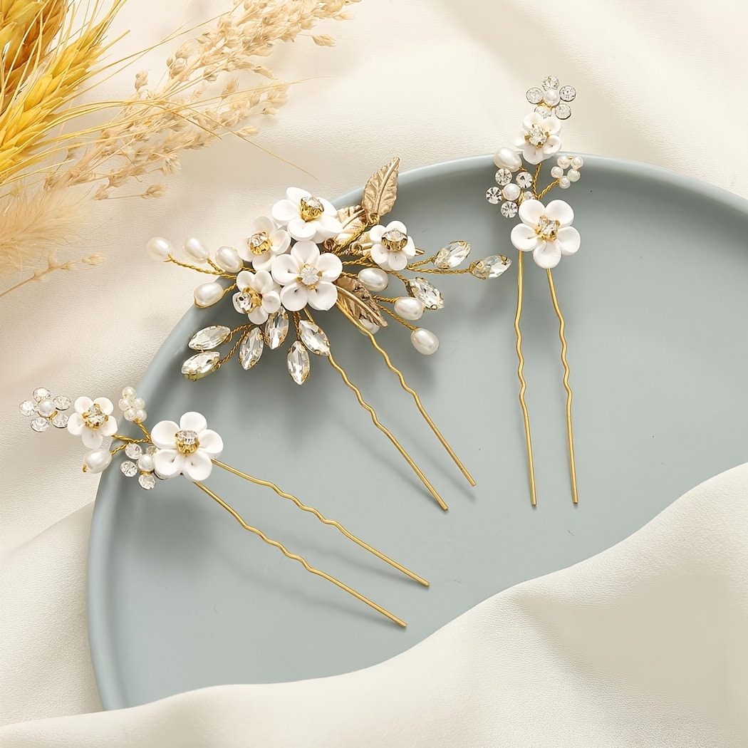 3pcs Bride Wedding Dress Hair Additions Headwear