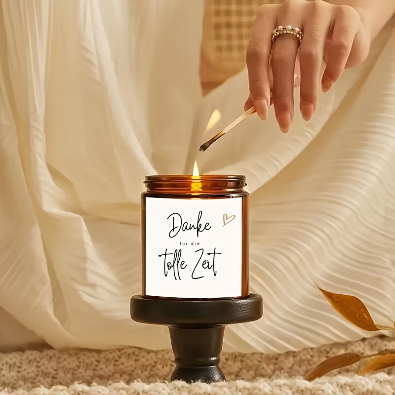 6 Handmade 2.0x2.0 Inch Vinyl Candle Label Stickers - "danke Für Die Tollere Zeit" Thank You For The , With , Perfect For Friendship Celebrations, Anniversaries, Birthdays, Valentine's Day