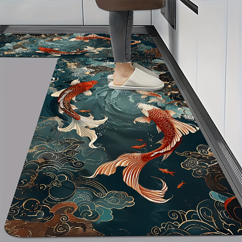 TEMU 2d Flat Printing Flannel Material Door Mat, Flannel Rectangular Entrance Mat + 10mm Thickness + 500g/㎡, A Diatomite Kitchen Mat With Themed