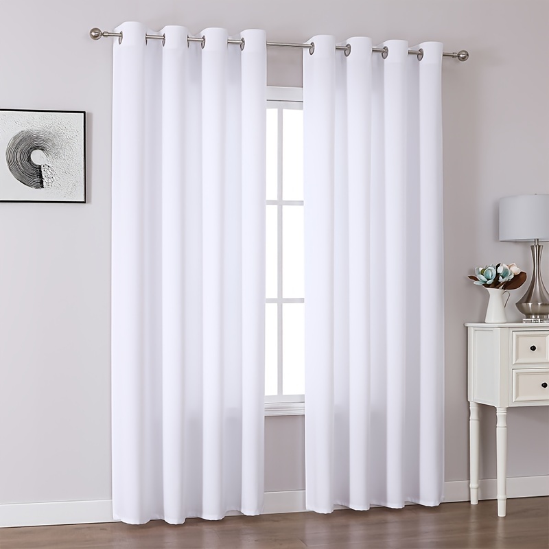 TEMU 1pc White Balcony Curtain, Semi-shading Sunshade Living Room Study Bedroom Easy High-end Curtain (recommended To Buy 2pcs)