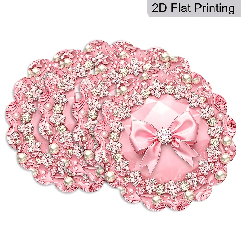 TEMU Set tovagliette con di perle rosa, adatte per matrimoni, decorazione da con motivo a di perle, per tavolo da , cucina, festa di compleanno,