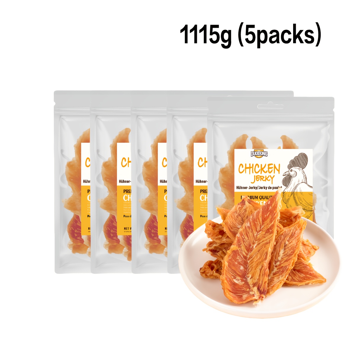 Image of Real Chicken Breast Jerky Dog Treats Suitable For All Breeds - Grain-free, Rawhide-free, High Protein Snacks With Chicken Breast Chews, Training Rewards For Puppies & Dogs