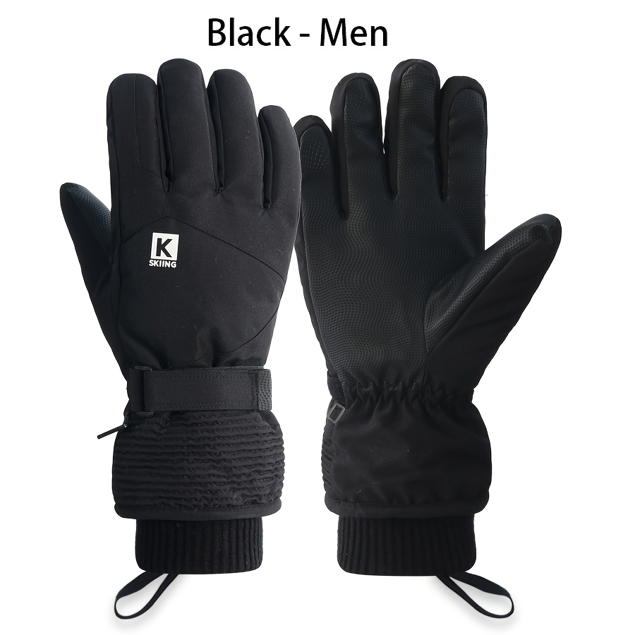 TEMU A Pair Professional Long Ski Gloves, With Built- For Winter, Non-permeable, Thickened Warm Fleece Lining Winter Warm Gloves, Touch Screen,