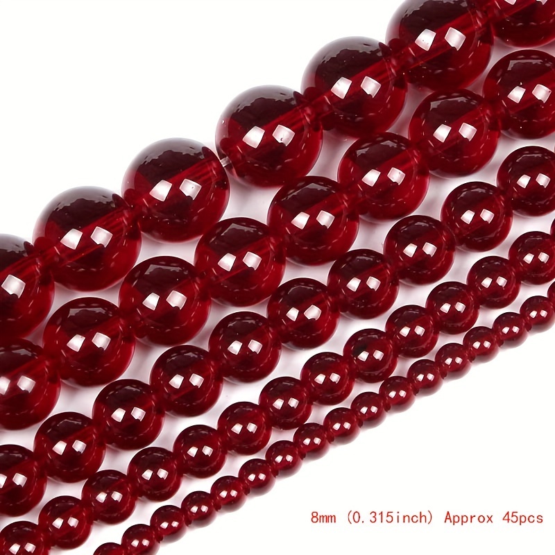 TEMU Garnet Red Glass Round Beads For Jewelry Making Diy Bracelets Necklace