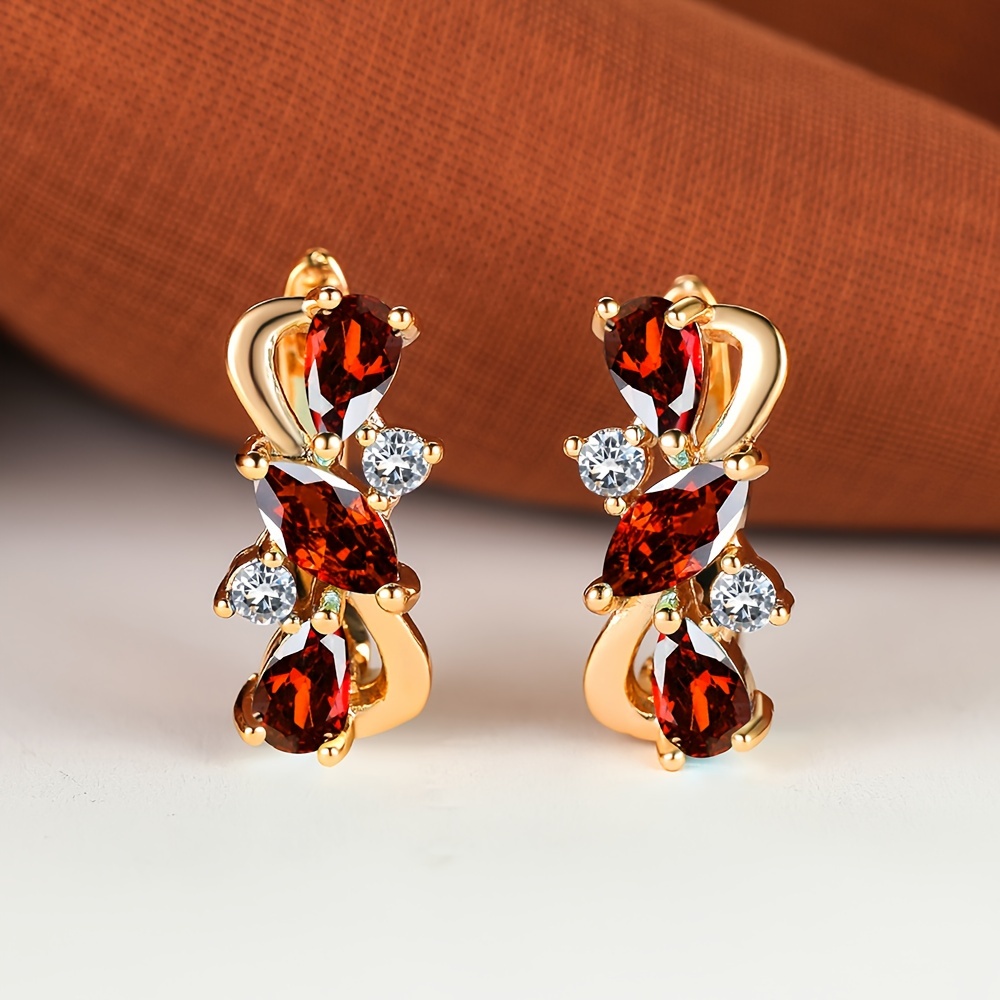 Luxurious Teardrop Marquise Cut Synthetic Zirconia Dangle Earrings