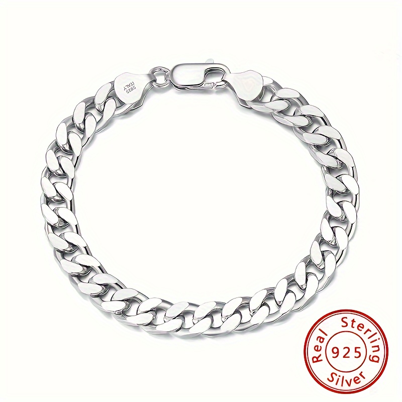 

925 Silver Plated Cuban Bracelet, Fashionable And Simple, Suitable For Daily Wear, Suitable For Men, Women And Couples, Comes With A Beautiful Gift Box