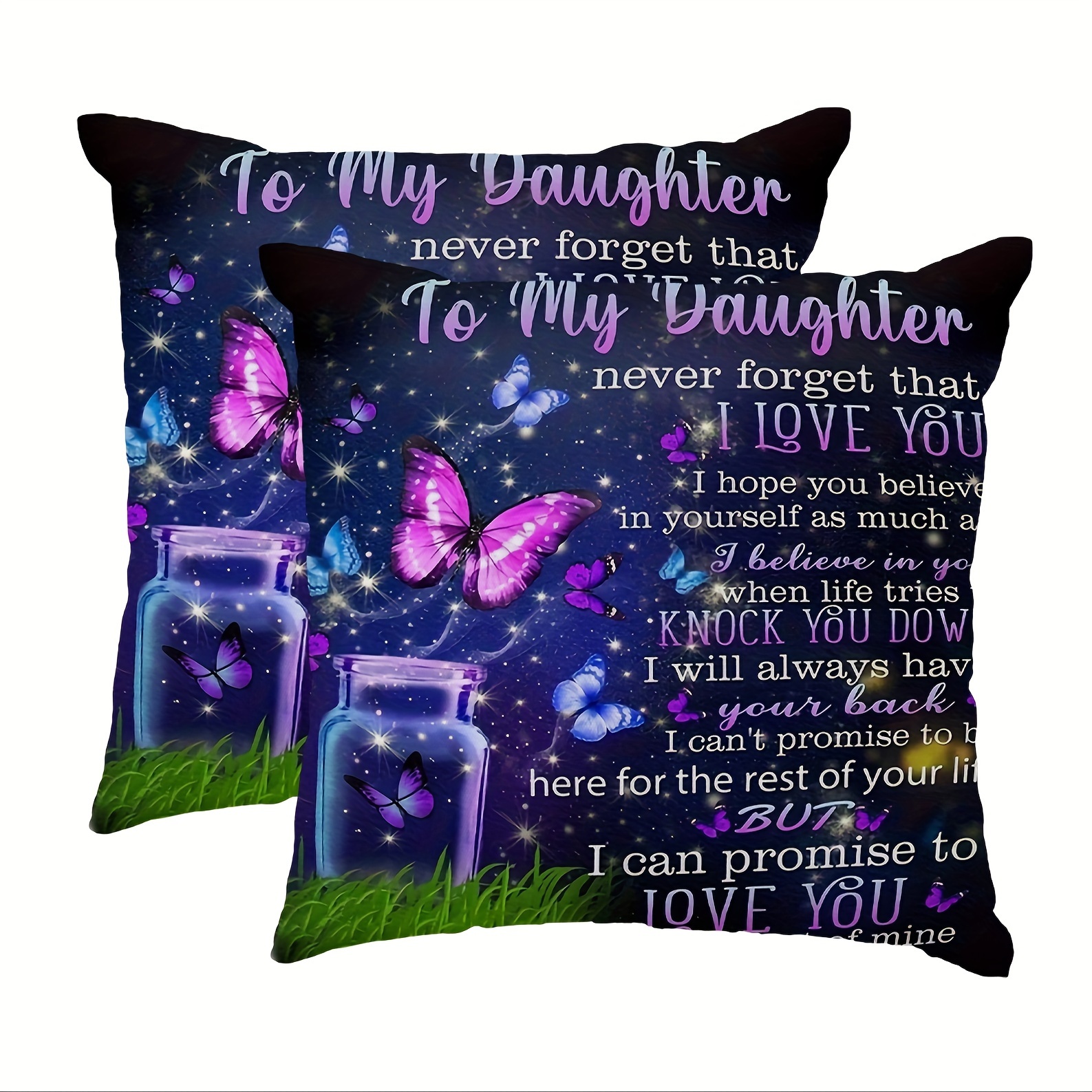 

2pcs Blessing Words For Daughter, Event Festival, Gift Throw Pillow Cover, Bedroom Accessories, Sofa Cushion Cover, Living Room Throw Pillow Cover (without Pillow Core)