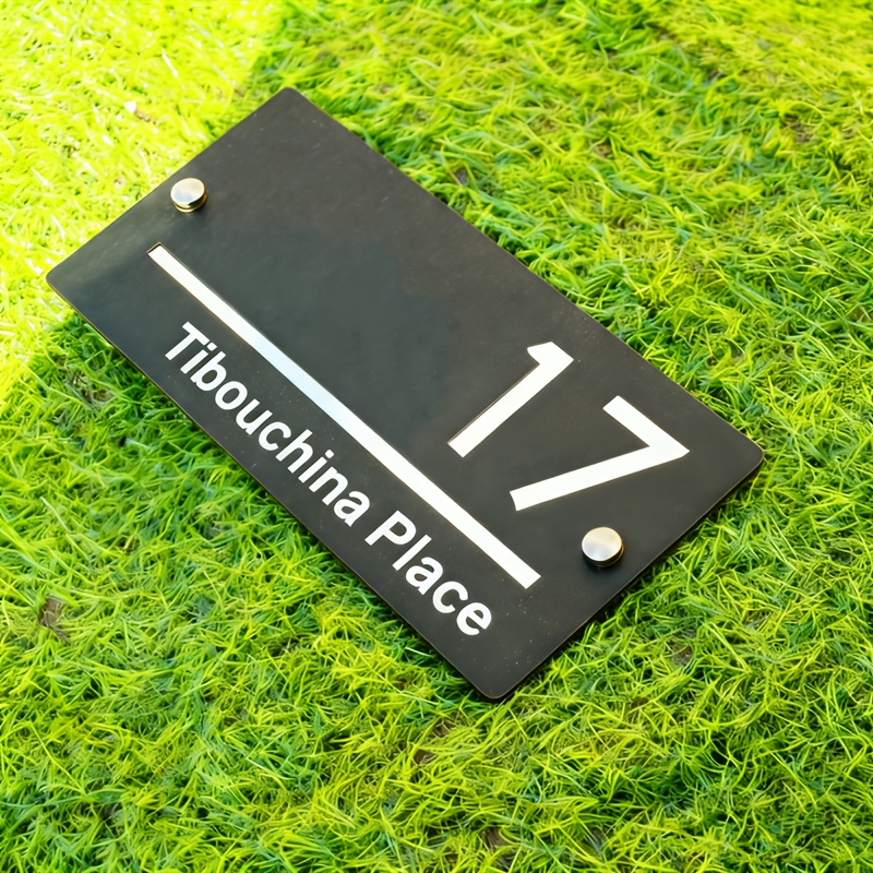 TEMU Custom Laser-cut Acrylic Address Plaque With - Ized House Number Sign, Wall-mounted Door Plaque Suitable For Homes, Businesses, Mailboxes -